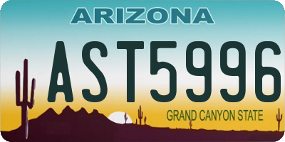 AZ license plate AST5996