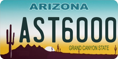 AZ license plate AST6000