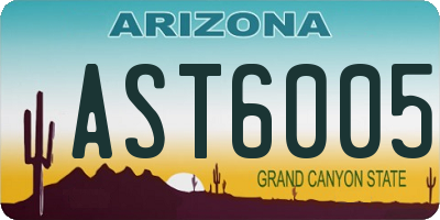 AZ license plate AST6005