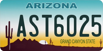 AZ license plate AST6025