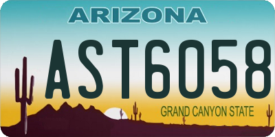 AZ license plate AST6058