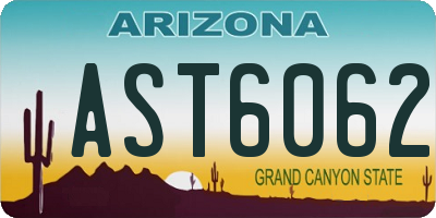 AZ license plate AST6062