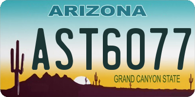 AZ license plate AST6077
