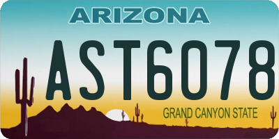 AZ license plate AST6078