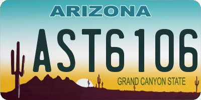 AZ license plate AST6106