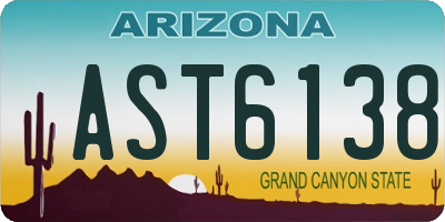 AZ license plate AST6138