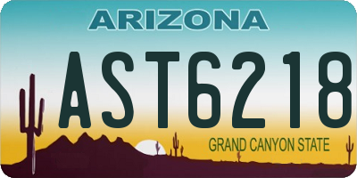 AZ license plate AST6218
