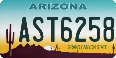 AZ license plate AST6258