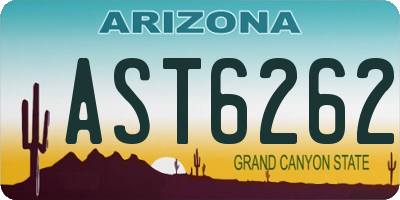 AZ license plate AST6262
