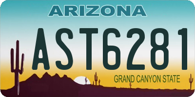AZ license plate AST6281