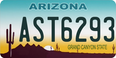 AZ license plate AST6293