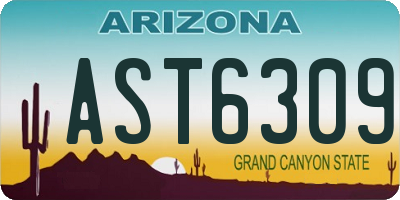 AZ license plate AST6309