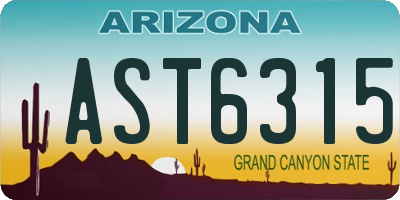 AZ license plate AST6315