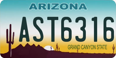 AZ license plate AST6316