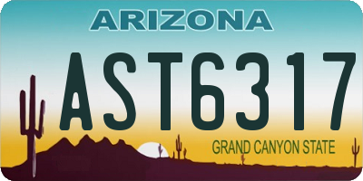 AZ license plate AST6317