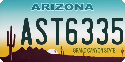 AZ license plate AST6335