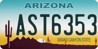 AZ license plate AST6353