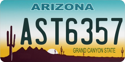AZ license plate AST6357