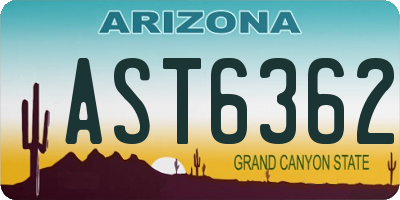 AZ license plate AST6362