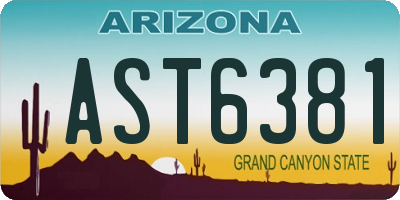 AZ license plate AST6381