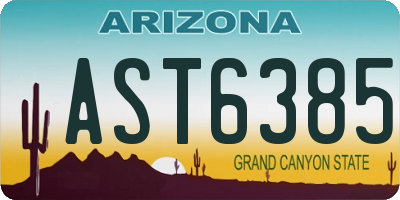 AZ license plate AST6385