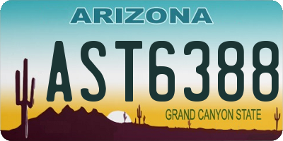 AZ license plate AST6388