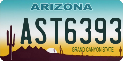 AZ license plate AST6393