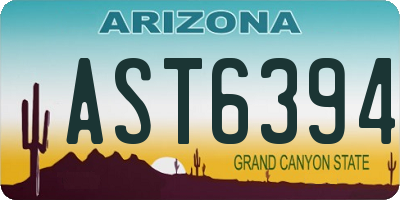 AZ license plate AST6394