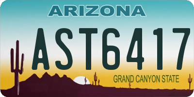 AZ license plate AST6417
