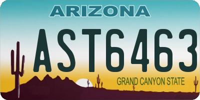 AZ license plate AST6463