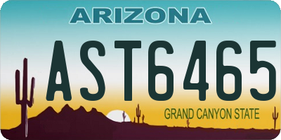 AZ license plate AST6465