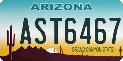 AZ license plate AST6467