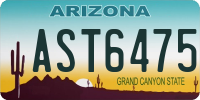 AZ license plate AST6475