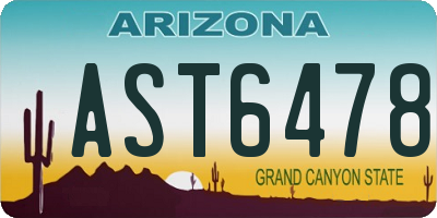 AZ license plate AST6478