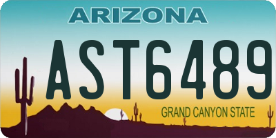 AZ license plate AST6489