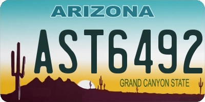 AZ license plate AST6492
