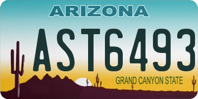 AZ license plate AST6493