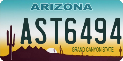 AZ license plate AST6494