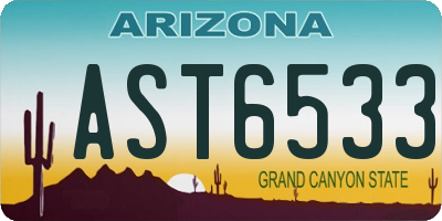 AZ license plate AST6533