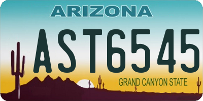 AZ license plate AST6545