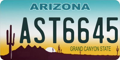 AZ license plate AST6645