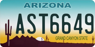 AZ license plate AST6649