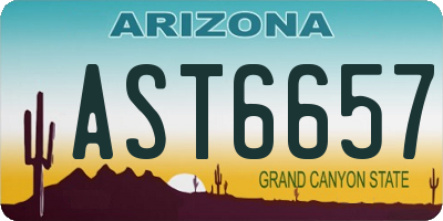 AZ license plate AST6657