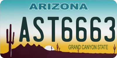 AZ license plate AST6663