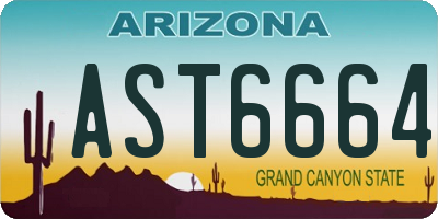 AZ license plate AST6664