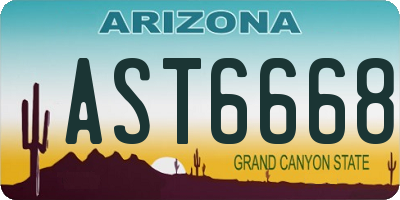 AZ license plate AST6668