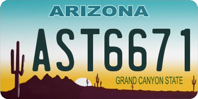 AZ license plate AST6671