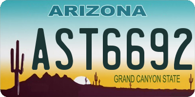 AZ license plate AST6692