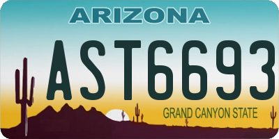 AZ license plate AST6693