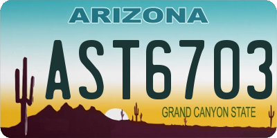 AZ license plate AST6703